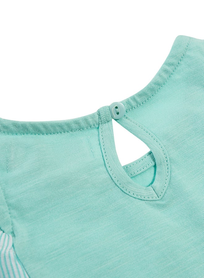 SMYK - Girls Cold Shoulder Ruffle Top Turquoise - Image 1