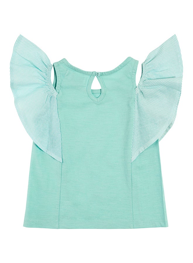 SMYK - Girls Cold Shoulder Ruffle Top Turquoise - Image 1