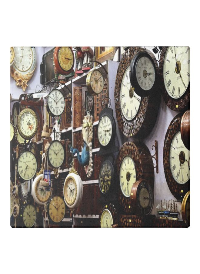 Watches Themed Canvas Wall Painting With Hidden Frame Brown/Beige/White 50x50cm 