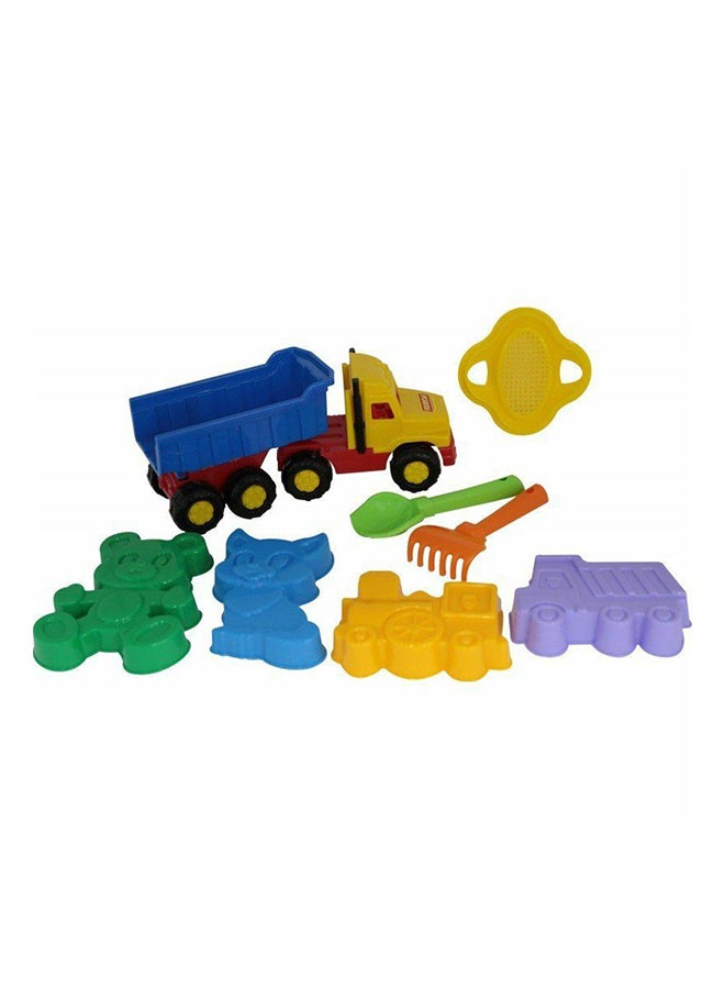 بوليسي مجموعة اللعب بالرمال والشاحنة من 8 قطع متعددة الألوان 16.6x20x7سم - Image 2