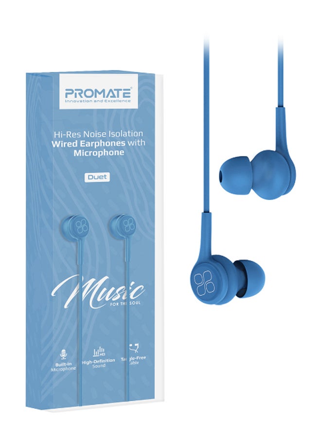 PROMATE - Universal Dynamic Hi-Res Noise Isolating Wired Earphones with Built-In Mic, Remote Control, HD Sound Quality and 1.2m Tangle-Free Cord For Smartphones, Tablets, Pc, MP3 Player, Duet Red Blue - Image 1