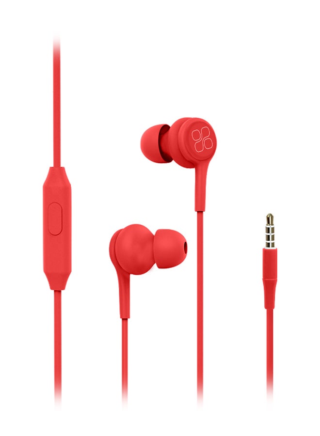 PROMATE - Universal Dynamic Hi-Res Noise Isolating Wired Earphones with Built-In Mic, Remote Control, HD Sound Quality and 1.2m Tangle-Free Cord For Smartphones, Tablets, Pc, MP3 Player, Duet Red - Image 1