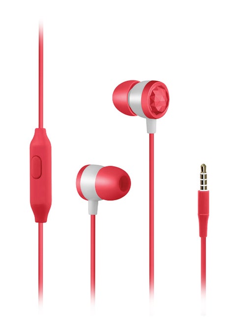 Premium Metallic Hi-Fi Stereo Wired Earphone with Built-in Mic, Comfortable Secure Fit Earbuds, 1.2m Tangle-Free Cord and One-Button Control For Smartphones, Tablets, Pc, MP3 Player, Ingot Red/White