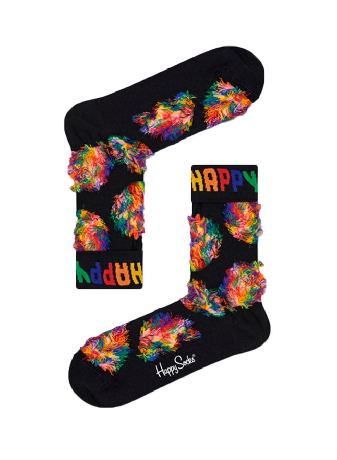 Leo Dot Crew Socks Black