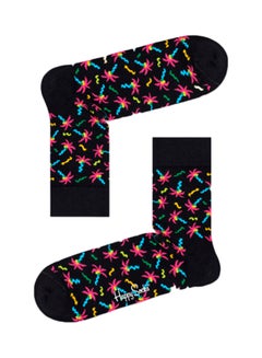 Happy Socks Confetti Palm 1/2 Crew Socks Black 