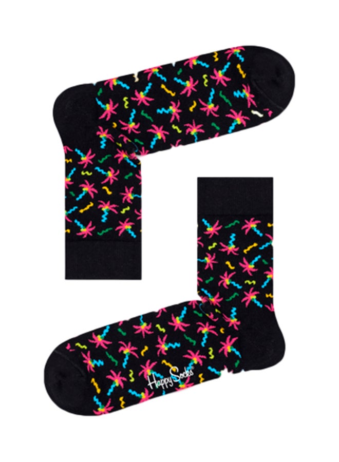 Confetti Palm 1/2 Crew Socks Black