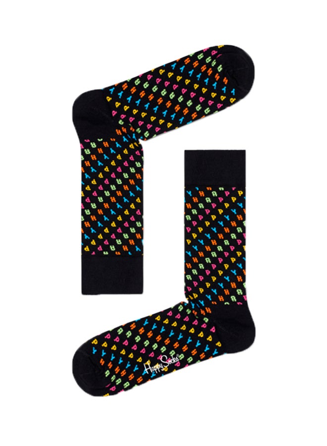 Happy Socks Happy Crew Socks Black - Image 1