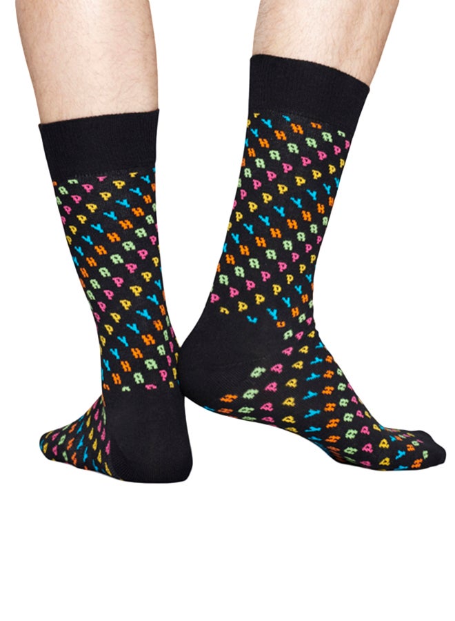Happy Socks Happy Crew Socks Black - Image 2
