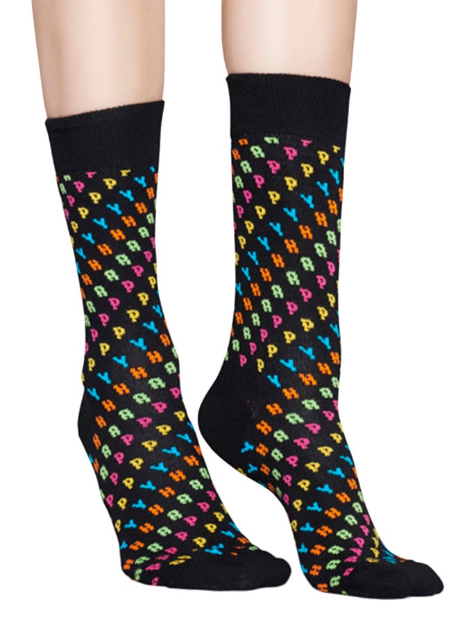 Happy Socks Happy Crew Socks Black - Image 3