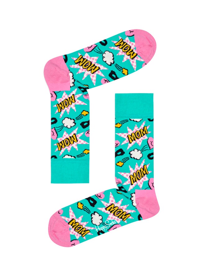 Happy Socks Mom Crew Socks Blue/Pink