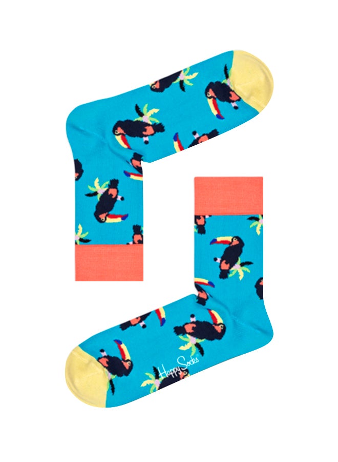 هابي سوكس جورب متوسط الطول مزين بنقشة طائر الطوكان أزرق