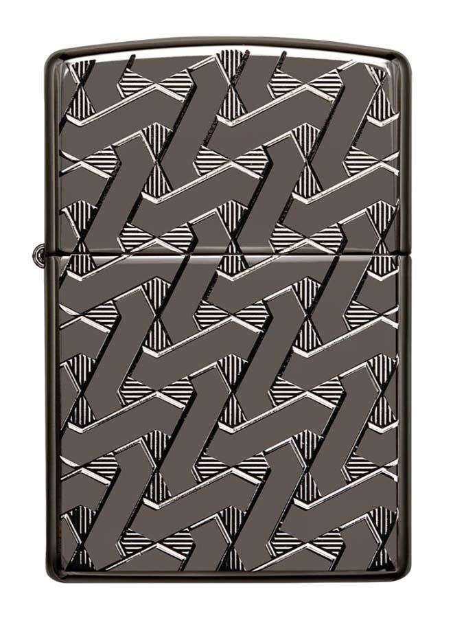 زيبو ولاعة تعمل بالغاز بتصميم هندسي منسوج رمادي - Image 1