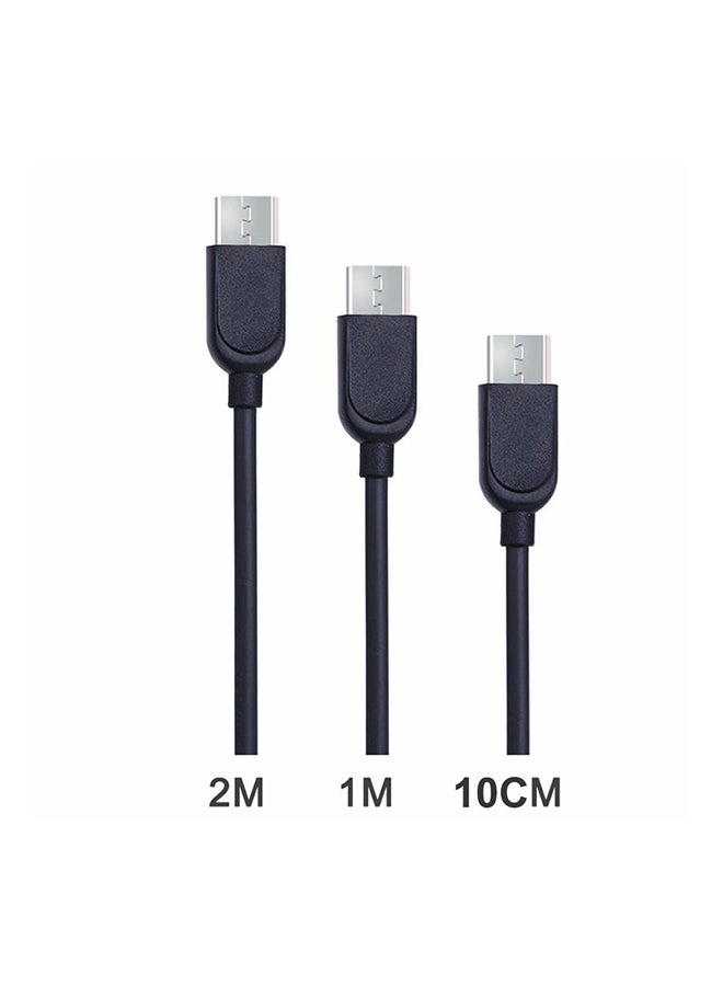 لافينتو طقم كابل شحن ومزامنة بيانات من مايكرو USB إلى USB مكون من 3 قطع أسود  - Image 1