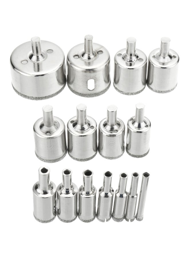 Generic 15-Piece Diamond Hole Saw Drill Bit Set Sliver (6, 8, 10, 12, 14, 16, 18, 20, 22, 25, 26, 28, 30, 40, 50)mm  - Image 1