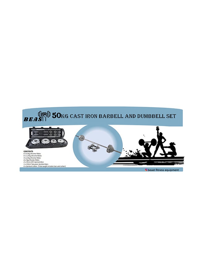 Beast Fitness Equipment - Cast Iron Barbell and Dumbbell Set 50kg - Image 1