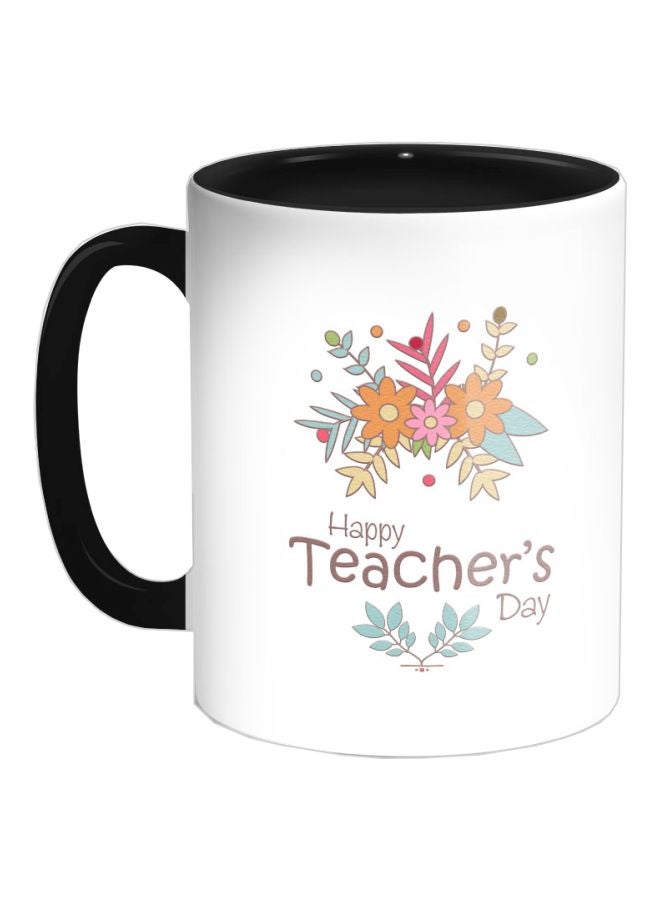 Decalac Happy Teacher's Day Printed Coffee Mug Black/White/Pink