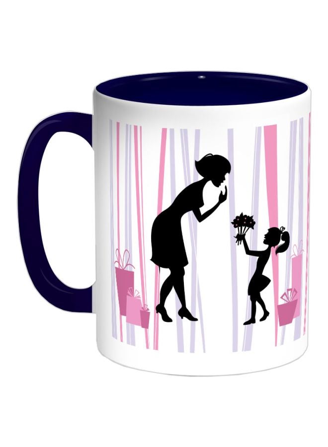 Decalac Mothers Day Gift Printed Ceramic Coffee Mug Dark Blue/Pink/Purple 325ml 