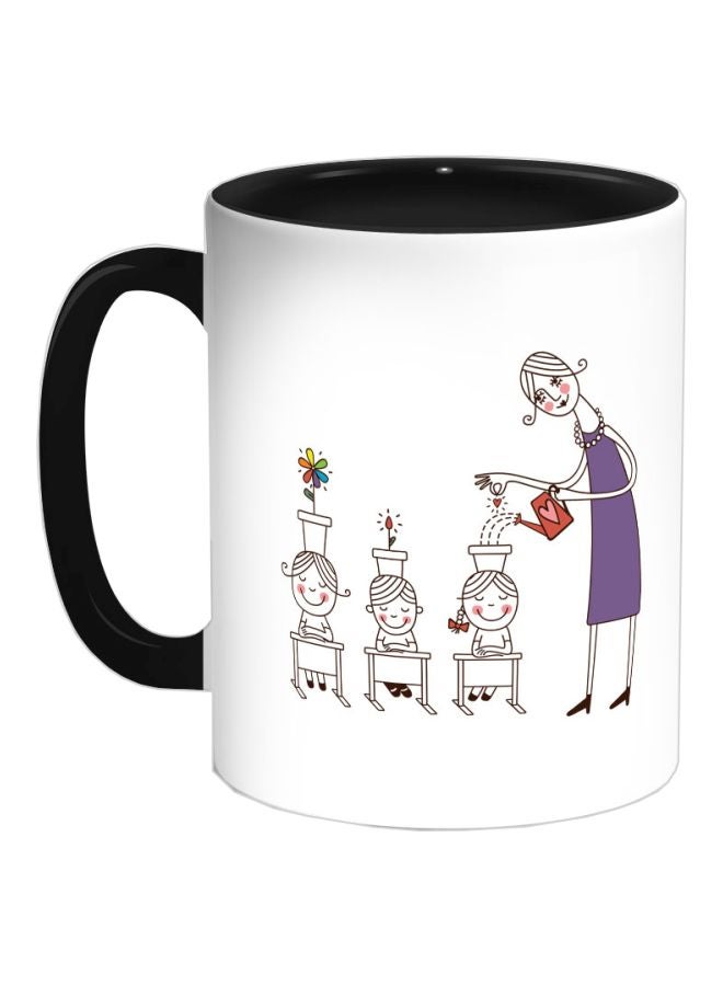 ديكالاك مج قهوة مصنوع من السيراميك بطبعة لأم تزرع بذور الحب في أطفالها أسود/أرجواني/أبيض