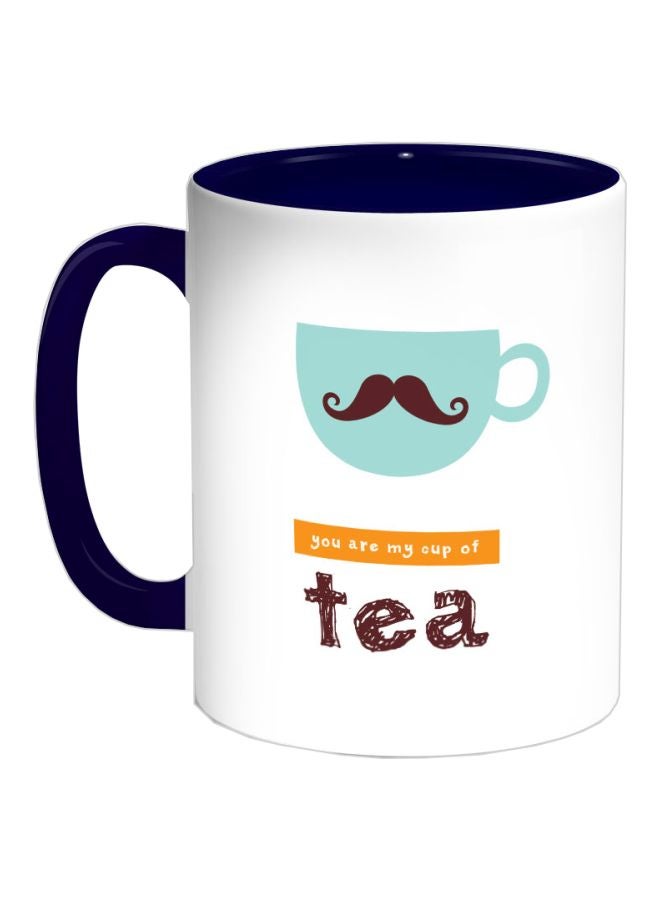 ديكالاك كوب قهوة مطبوع عليه عبارة "يو آر ماي كوب أوف تي" أزرق داكن/ بني/ أصفر 325ملليلتر