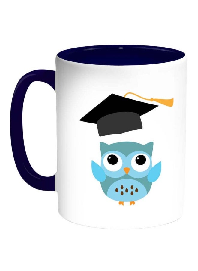 Decalac Graduation Owl Printed Coffee Mug Blue/Yellow/White 325ml 