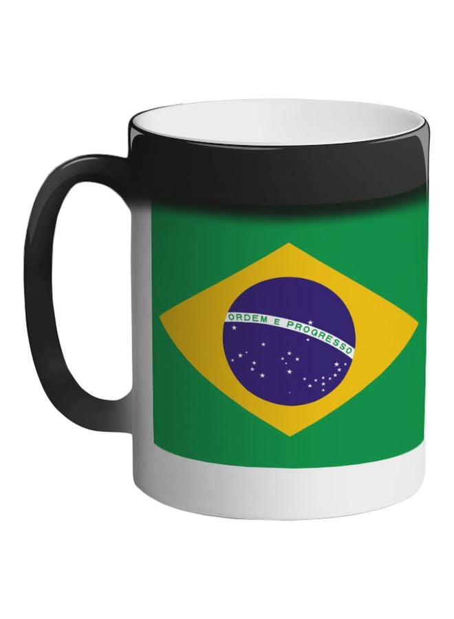 ديكالاك مج قهوة يتغير لونه بالحرارة بطبعة علم البرازيل أسود 325ملليلتر - Image 1