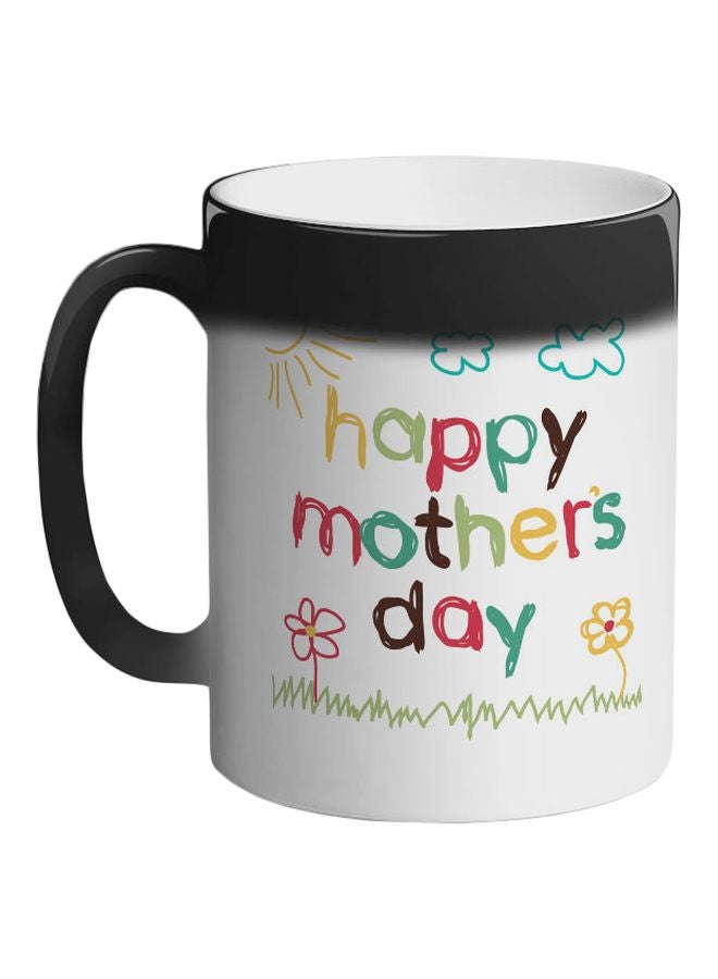 ديكالاك مج قهوة بطبعة عبارة "Happy Mother's Day" بنمط متغير اللون أسود 325ملليلتر - Image 1