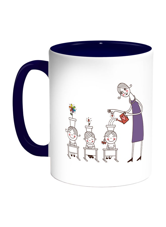 Decalac Plant The Seeds of Love In Children Themed Coffee Mug Dark Blue/White/Purple