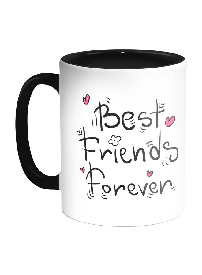 ديكالاك قدح قهوة مزين بعبارة بيست فريندز فوريفر اسود/أبيض/زهري