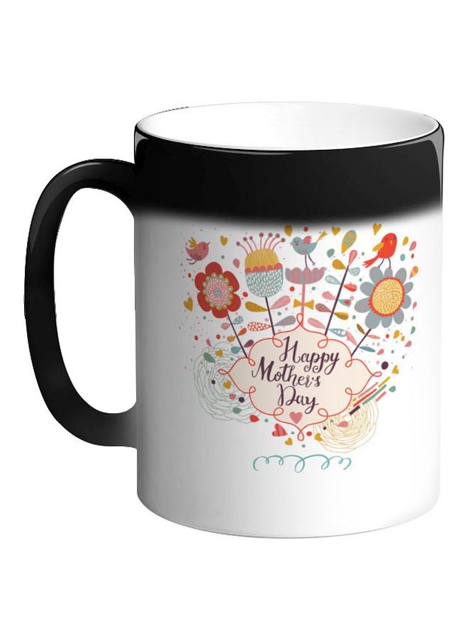 ديكالاك مج قهوة سحري بطبعة عبارة "Happy mothers day" أسود 325ملليلتر - Image 1