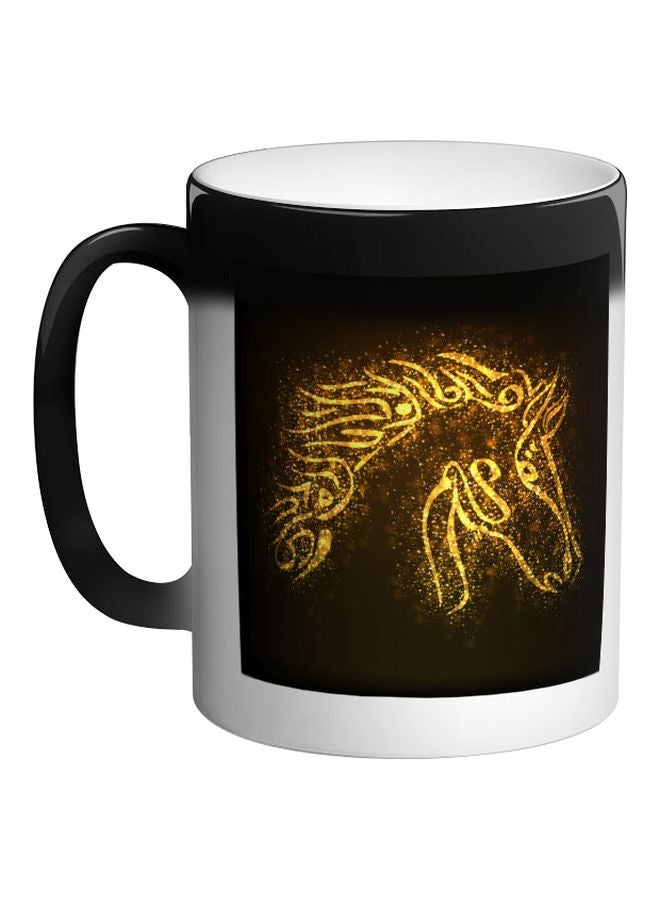 ديكالاك مج قهوة سحري بطبعة شكل حصان أسود 325ملليلتر - Image 1