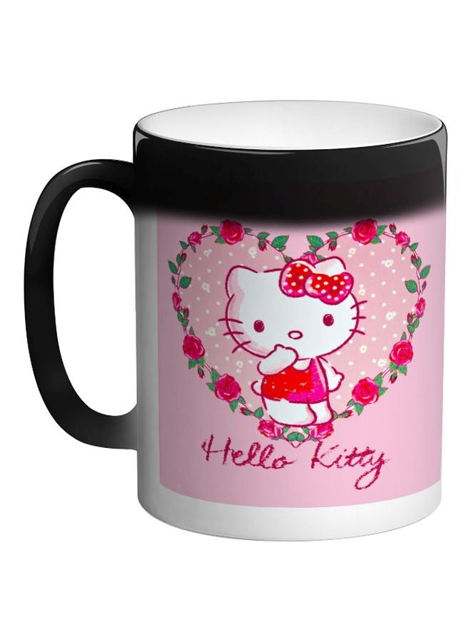 ديكالاك مج قهوة بتصميم متغير اللون بطبعة عبارة "Hello Kitty" أسود 325ملليلتر - Image 1