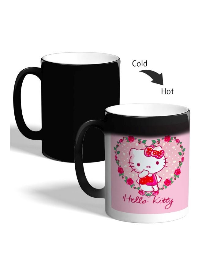 ديكالاك مج قهوة بتصميم متغير اللون بطبعة عبارة "Hello Kitty" أسود 325ملليلتر - Image 2