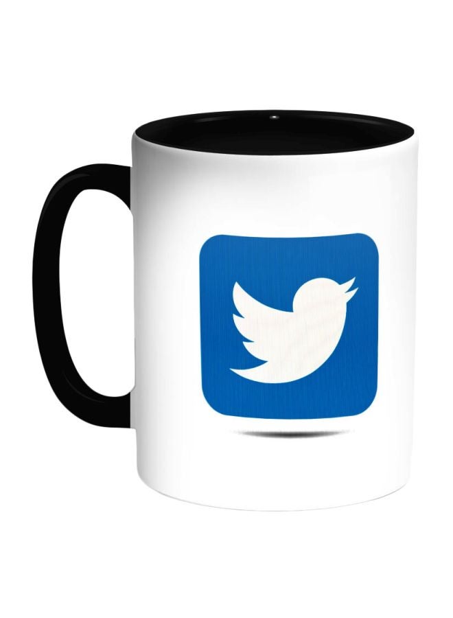 Decalac Twitter Logo Printed Coffee Mug Black/White/Blue 