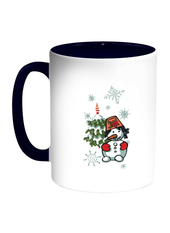 ديكالاك مج قهوة بطبعة رجل الثلج أزرق داكن/أبيض/أخضر