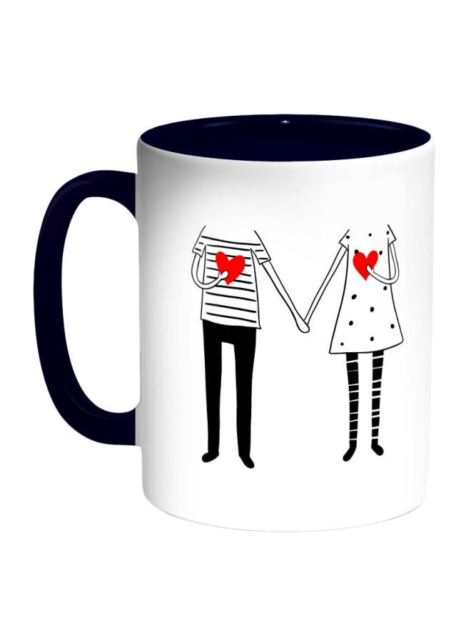 Decalac Romantic Couple Printed Coffee Mug Dark Blue/White/Black 325ml 