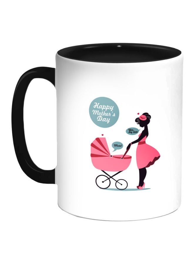 ديكالاك كوب قهوة بعبارة "Happy Mothers Day" اسود/أبيض/زهري