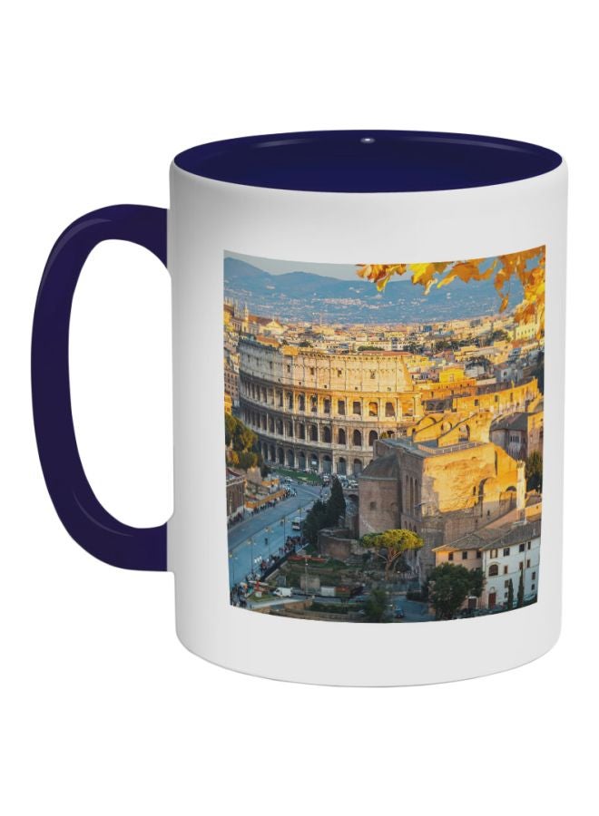 Decalac Rome Printed Coffee Mug White/Beige/Blue 325ml 