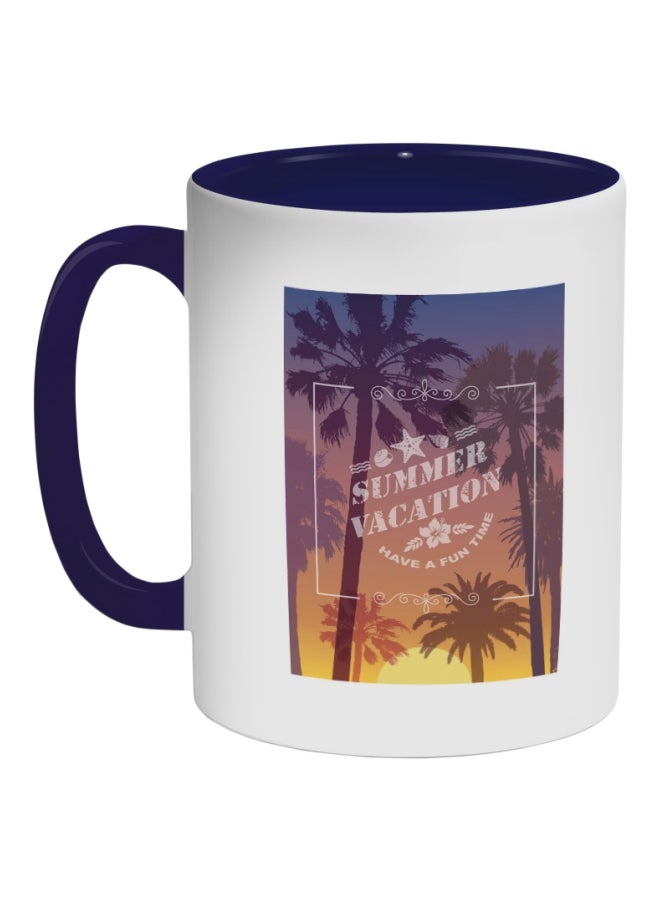 Decalac Summer Vacation Have A Fun Time Quotes Printed Coffee Mug White/Yellow/Brown 