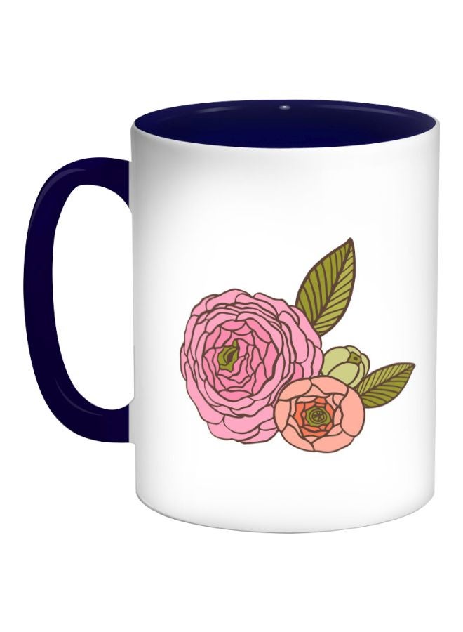 ديكالاك قدح قهوة - رسوم ورود أبيض / وردي / أزرق