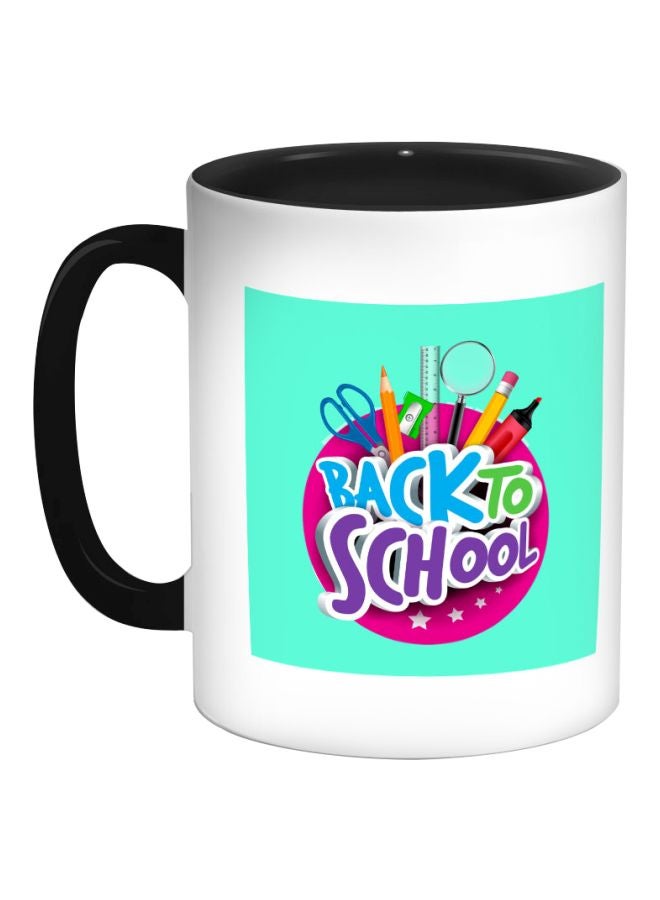 Decalac Back To School Printed Coffee Mug White/Black/Green 325ml