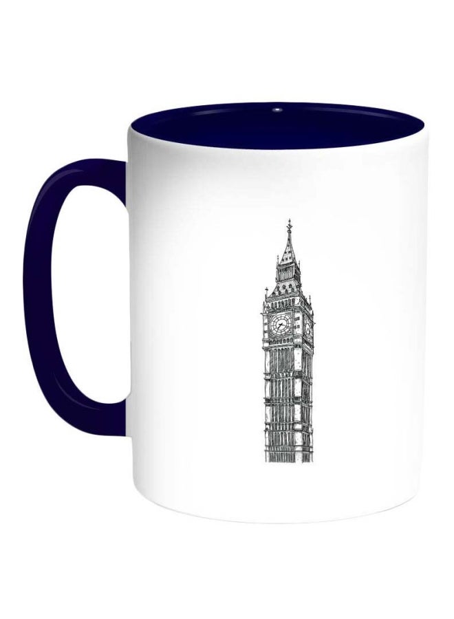 Decalac Big Ben Printed Coffee Mug White/Dark Blue/Black 325ml 