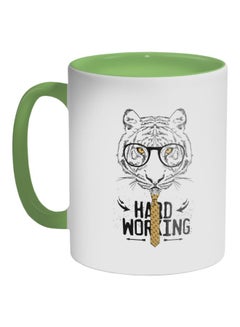 Decalac Hard Working Printed Coffee Mug White/Black/Grey 