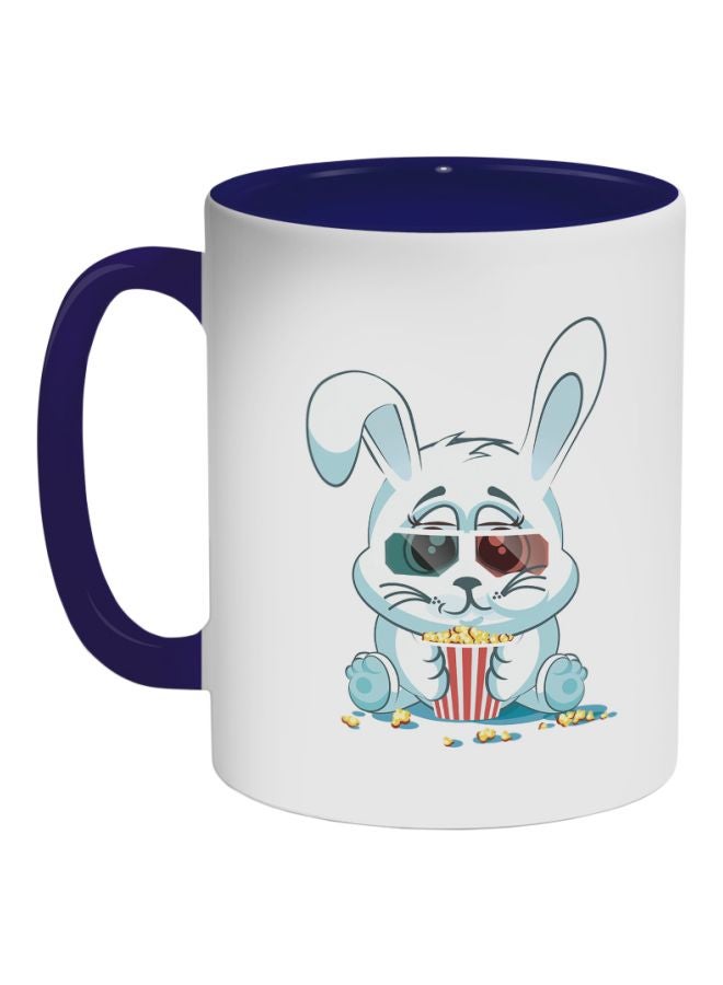 قدح قهوة برسمة أرنب أبيض/أزرق/أحمر