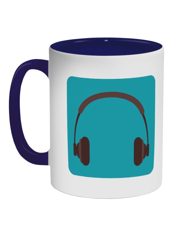 Decalac Headphones Printed Coffee Mug White/Green/Black 325ml 