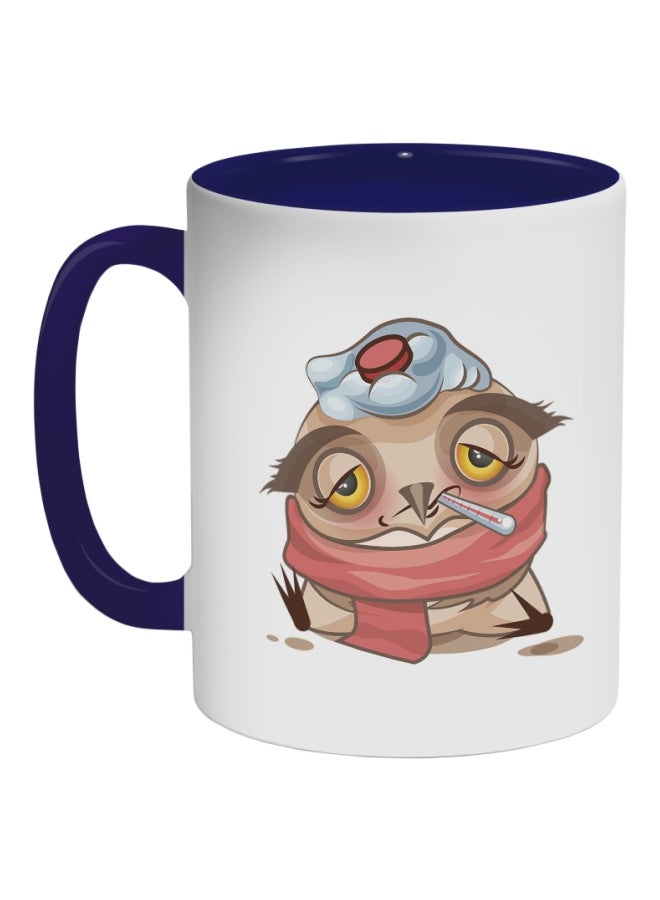 Decalac Sick Owl Printed Coffee Mug Dark Blue/White/Beige