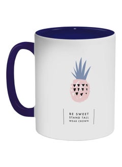 Decalac Be Sweet Stand Tall Wear Crown Printed Coffee Mug Dark Blue/White/Pink 