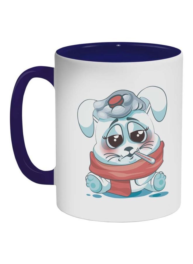 قدح قهوة برسمة أرنب أزرق فاتح/أبيض/وردي 325ملليلتر