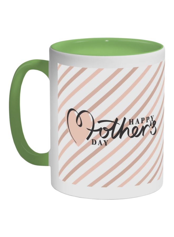 ديكالاك مج قهوة من السيراميك بطبعة عبارة "Happy Mother's Day" أخضر/ أبيض/ وردي