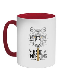Decalac Hard Working Printed Coffee Mug Red/White/Black 