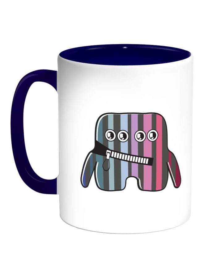 مج قهوة بطبعة شخصية كارتونية أزرق داكن/أبيض/رمادي